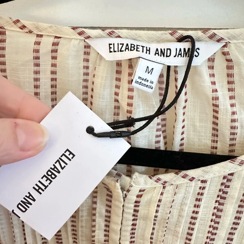 NWT ELIZABETH AND JAMES Pintuck puff sleeve 100% cotton cottagecore gypsy blouse - Picture 6 of 14